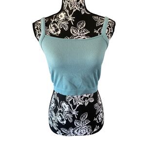 Colsie Ribbed Cropped Cami Tank Top Crop Workout Sleepwear